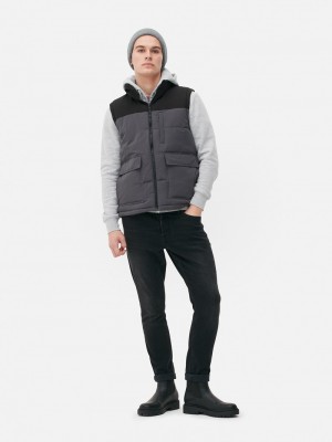 Abrigos Primark Color Block Acolchado Vest Hombre Gris | 0981FEMDH