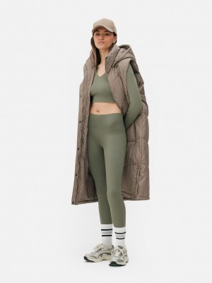 Abrigos Primark Extra Long Acolchado Encapuchado Vest Mujer Gris Marrones | 7194EHXPD