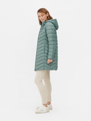 Abrigos Primark Super Light Longline Puffer Jacket Mujer Verde Oscuro | 2801WFHNP