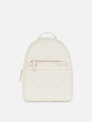 Bolsas Primark Faux Cuero Acolchado Backpack Mujer Blancas | 7906TBQJH