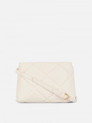 Bolsas Primark Faux Cuero Acolchado Crossbody Mujer Blancas | 0482UBPWS