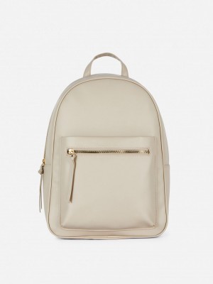 Bolsas Primark Faux Cuero Backpack Mujer Blancas | 4195ALSMW