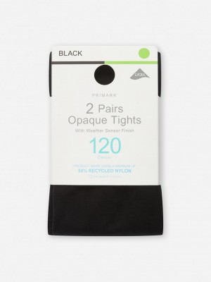 Calcetines Primark 2Pack 120 Denier Opaque Tights Mujer Negras | 0927RKMDP