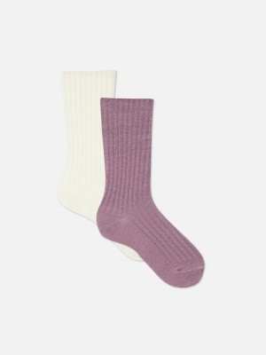 Calcetines Primark 2Pack Acanalado Mujer Moradas | 2908QXWDY