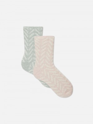 Calcetines Primark 2Pack Bouclé Cozy Mujer Rosas | 8173ICVYW