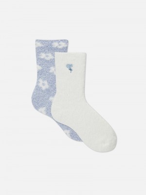 Calcetines Primark 2Pack Bouclé Cozy Mujer Azules Claro | 5814KVZEG