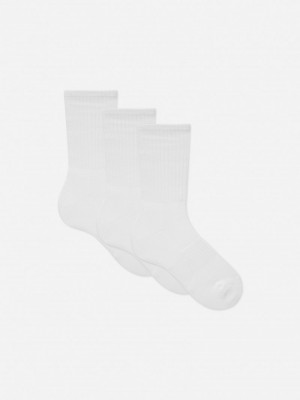 Calcetines Primark 3Pack Sports Crew Mujer Blancas | 7013YIUHG