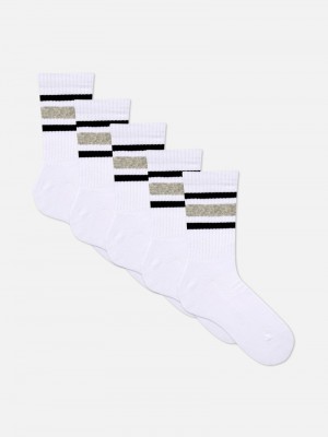 Calcetines Primark 5Pack A Rayas Sports Hombre Blancas | 2930XZBVU