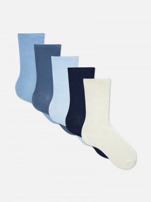 Calcetines Primark 5Pack Multi Crew Mujer Azules | 7290HMEBT