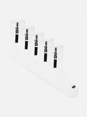 Calcetines Primark 5Pack Wilson Sports Crew Hombre Blancas | 4692KOFME