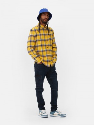 Camisas Primark Check Flannel Hombre Amarillo | 5128SUCDX