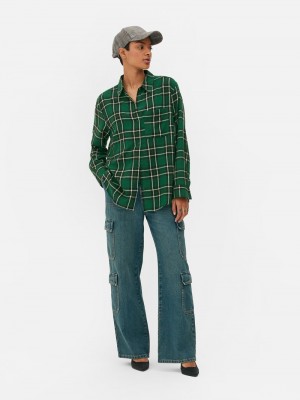 Camisas Primark Relaxed Fit Check Mujer Verde Oscuro | 3207MEPKJ