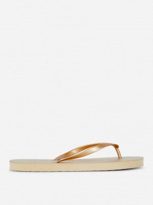 Chanclas Primark Essential Flip Flops Mujer Doradas | 1064MHEQG