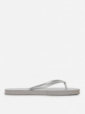 Chanclas Primark Essential Flip Flops Mujer Plateadas | 2453KYHOA