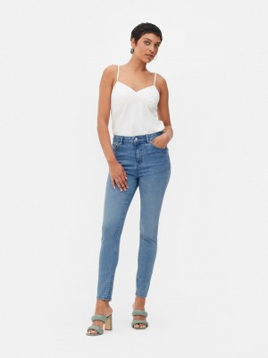 Jeans Primark High Cintura Flaco Mujer Azules | 2137LUEHD