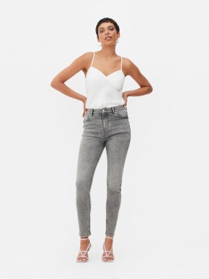 Jeans Primark High Cintura Flaco Mujer Gris | 3628OKEJG