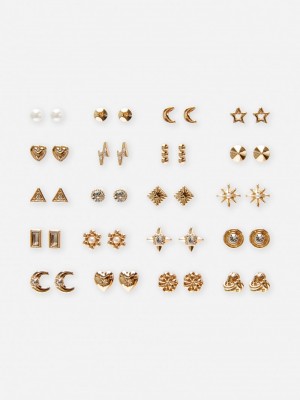 Joyería Primark 20Pack Assorted Stud Earrings Mujer Amarillo | 9450BUFSA