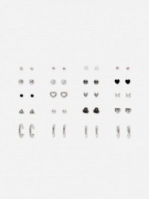 Joyería Primark 20Pack Stud and Hoop Earrings Mujer Gris | 0127HDNBC