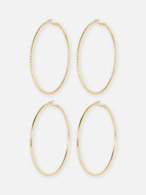 Joyería Primark 2Pack Large Hoop Earrings Mujer Amarillo | 4627XESVL