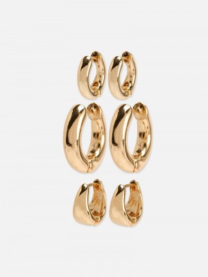 Joyería Primark 3Pack The Edit Fornido Hoop Earrings Mujer Amarillo | 4186FEBUR