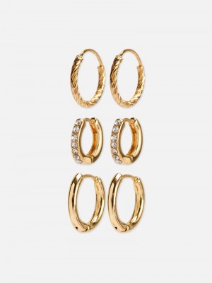 Joyería Primark 3Pack The Edit Multi Sized Hoop Earrings Mujer Amarillo | 1897XPMUZ