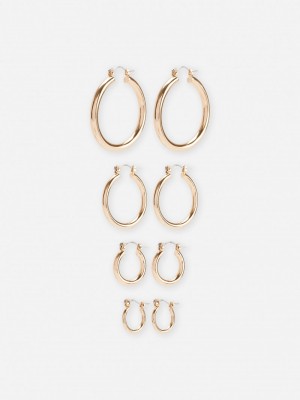 Joyería Primark 4Pack MultiSize Hoop Earrings Mujer Amarillo | 1759QBWTK