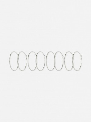 Joyería Primark 4Pack Multi Size Tubular Hoop Earrings Mujer Blancas | 1369VAJZN