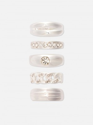 Joyería Primark 5Pack Fornido Rings Mujer Blancas | 7961NOXJM