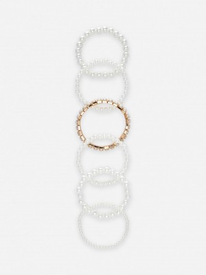 Joyería Primark 6Pack Pearl Bracelets Mujer Blancas | 0684JMHXC