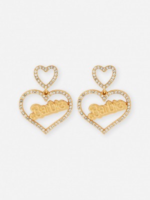 Joyería Primark Barbie The Movie Rhinestone Heart Drop Earrings Mujer Amarillo | 2013LYIHE