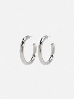 Joyería Primark Large Textured Hoop Earrings Mujer Gris | 1892ZYHOG