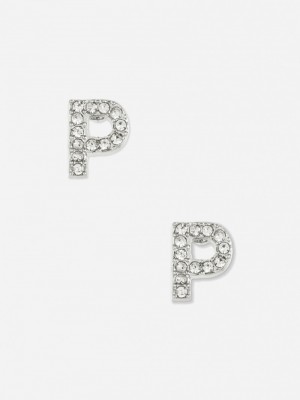 Joyería Primark P Initial Stud Earrings Mujer Blancas | 1973VWEDI