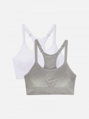 Lencería Primark 2Pack Essential Racerback Sports Bras Mujer Blancas | 8159CIOED