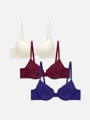 Lencería Primark 3Pack AD Micro PushUp Bras Mujer Azul Marino | 8164KYGZE