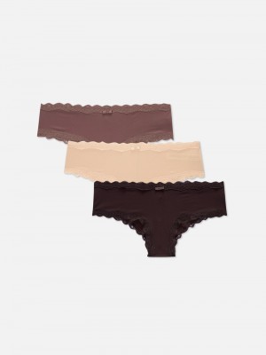 Lencería Primark 3Pack Encaje Trim Hipster Briefs Mujer Beige | 4078ZYAMK