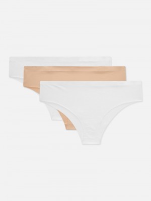 Lencería Primark 3Pack Invisible Brazilian Briefs Mujer Blancas | 2370RZHWP