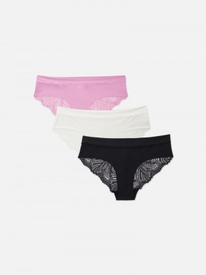 Lencería Primark 3Pack Invisible Front LaceBack Brazilian Briefs Mujer Rosas | 8462KYGPR