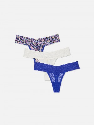 Lencería Primark 3Pack Multi Encaje Thongs Mujer Azules Claro | 0258RAZQW