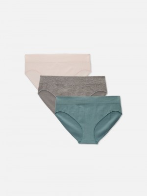 Lencería Primark 3Pack Seamfree Acanalado Mini Briefs Mujer Rosas | 0674KUHDB