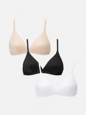 Lencería Primark 3Pack Triangle Bralettes Mujer Negras | 9743EGLHN