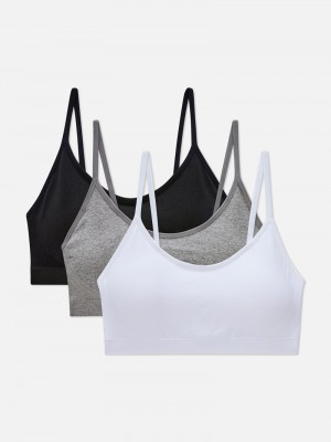 Lencería Primark 3Pack Wireless Cropped Cami Bralette Mujer Gris | 9137FGKJB