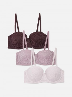 Lencería Primark 3pk AD Encaje Balconette Bras Mujer Azules | 7986DTNAE