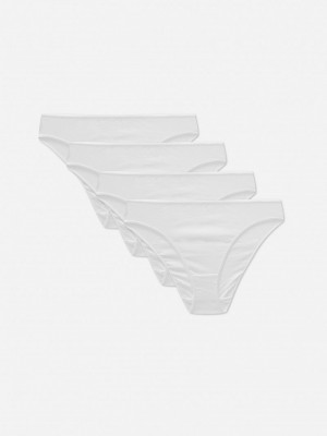 Lencería Primark 4Pack Bikini Briefs Mujer Blancas | 3058PQYVZ