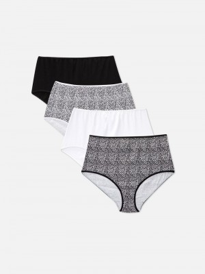 Lencería Primark 4Pack High Cintura Full Briefs Mujer Negras Blancas | 5473XGNIJ