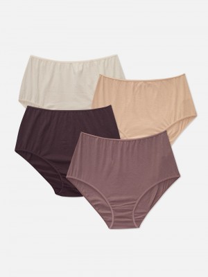 Lencería Primark 4Pack High Cintura Full Briefs Mujer Beige | 1649HMELO