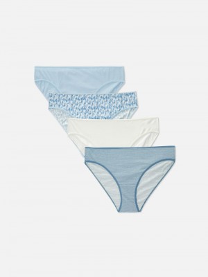 Lencería Primark 4Pack Multi Print Bikini Briefs Mujer Azules | 5012LXOSC