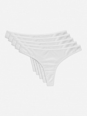 Lencería Primark 5Pack Algodon Thongs Mujer Blancas | 0136OFKYR