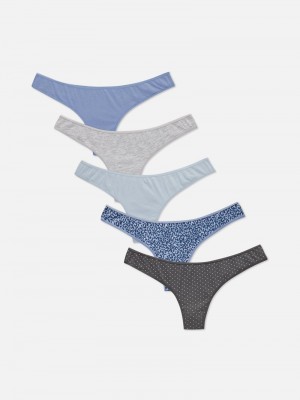 Lencería Primark 5Pack Everyday Algodon Thongs Mujer Turquesa | 4157ULGBF