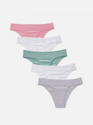 Lencería Primark 5Pack Everyday Brazilian Briefs Mujer Rosas Oscuro | 5134PDMAX