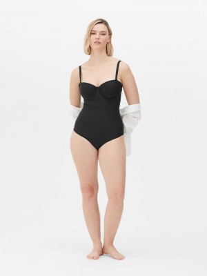 Lencería Primark Cupped Lycra Shapewear Bodysuit Mujer Negras | 3495THQJI